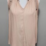 Knox Rose Peach Jacquard Sleeveless Grommet Tank Size Medium Photo 1