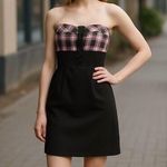 Taboo Vintage/Y2K Strapless Plaid/Black Dress by  Size XL Photo 0