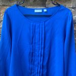 New York & Company Royal Blue Puff Sleeve pleated front Blouse XL Photo 4