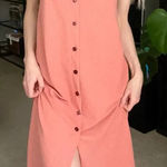 ZARA  Coral Button Down Sleeveless Maxi Dress Large Photo 0