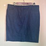 Ann Taylor Dark Wash Denim Knee Length Straight Pencil Skirt 14 Photo 2