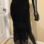 Knit Crop Top Tank Top Knit Midi Slit Skirt High Waist Beach Cover Up Set Tee T Photo 2