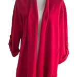 Eileen Fisher Women Cardigan Wrap M Red Long Line Merino Wool Classic Office Photo 0