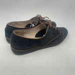 Salvatore Ferragamo ‎ Suede Oxford Lace Up Flats Black Brown Size 7 AA Photo 4