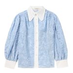 NWT Sister Jane Placid Blue Sky Lily Embroidered Floral Lace Blouse White Collar Size XS Photo 1