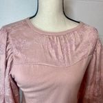 On Twelfth Pink Dusty Rose Balloon Sleeve Floral w Eyelet Trim Blouse Photo 1