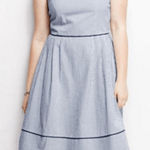 Lands' End Navy Striped Seersucker Summer Dress size 14 Nautical Classic Preppy Photo 0