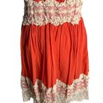 Vasna Fit N Flare Cotton Lace Dress L Coral Orange V Neck Lined Boho Knee Length Size L Photo 2