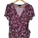 Fortune + Ivy Maroon Floral Faux Wrap Dress size XXL Tie Waist Short Sleeves Photo 1