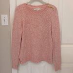 Loft  Button Shoulder Crewneck Knit Sweater in Pink Photo 0