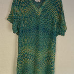 Rory Beca Artsy Watercolor Coverup Dress Semi Sheer Mini Green Resortwear Photo 0