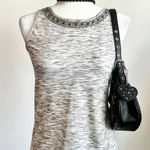 Ann Taylor Gray Beaded Neckline Top, Y2K, Boho, Indie, Coquette, Festival,‎ Retro, Small Photo 0