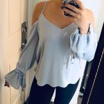 Naked Zebra Blue Long Sleeve Blouse  Photo 0