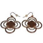 New Large Two Tone Silver & Rose Gold Clover Women’s Dangle Earrings Photo 1