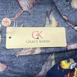 Grace Karin  Birds Ladies Large Navy Side Pockets Pleated Front Pull-On Skirt NEW Photo 2