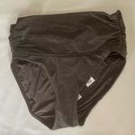 Vitamin A Metallic Graphite Gray High Waisted Shirred Bikini Swim Bottoms XS NWT Photo 0