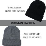 1&2 Pack Beanie for Men Women Slouchy Beanie Hats Winter Knit Caps Soft Ski Hat Unisex Photo 2