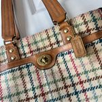 Coach Vintage  Hampton Tote Handbag Tattersall Plaid Bag Wool Y2K Leather F13985 Photo 1