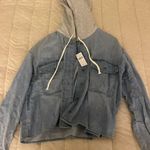 American Eagle Soft Jean Jacket With Gray Hood Photo 0