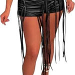 Sexy Faux Leather Shorts for Women Dressy Tassel High Waisted Hot Shorts, XL Black Photo 0