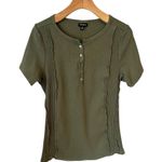 Torrid  Top Womens Size L Army Green Ribbed Short Sleeve Quarter Button Shirt NWT Photo 0