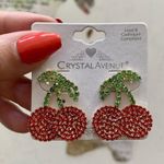 Boutique Cherry Drop Earrings | Red & Green Crystals Photo 2