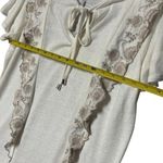 cupio NEW  Linen Blend Ruffle Embroidered Trim Blouse Coastal Feminine Boho XL Photo 8