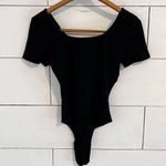 Bohme  Black Scoop Neck Short Sleeve Ribbed Body Suit. Size XSmall. Photo 6