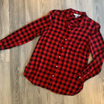 Old Navy Women’s  red & black plaid button down size Small Photo 0