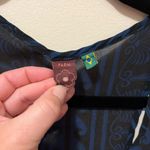 Farm Rio  semi sheer‎ pocket regatta tank blue/black pattern sz L(G) Photo 1