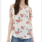 A Byer Floral Cold Shoulder Key Hole Back Blouse size XL Photo 7