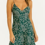 August Silk Y2K Silx  forest green & white floral print silk slip dress. Medium Photo 0