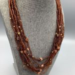 Handmade Y2K Vintage 8 Bands Beaded Earthtone Necklace Adjustable Photo 2