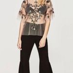 ZARA  Light Pink Floral Embroidered Sheer Top Photo 0