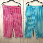kim rogers Kim‎ Rogers set 2 pink/ blue striped cotton capris 10 Photo 0