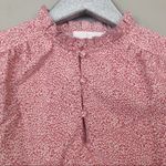 Rachel Parcell  Pink Cheetah Floral Ruffle Long Sleeve Blouse NEW Photo 2