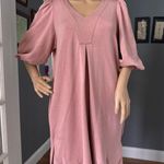 For Cynthia puff sleeved v neck high low soft pink knee length dress small Photo 5