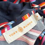 Tory Burch Amelia Navy Blue Multicolor Stripe Ruffled Wrap Blouse Top Sz 8 Photo 9