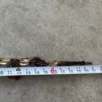 Signed CG Goldstone Thermoset Seed Bead Necklace w Wood Accents CHUNKY 1960s Gold Photo 7