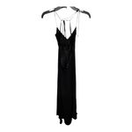 Xxi UNIQUE Flowy Sequined Long Strappy Dress Black Criss-Cross Tie Back Womens M Photo 3