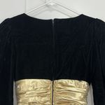 Vintage 80s Expo Nite Size 4 Black, Gold Velvet Glam Long Sleeve Midi Dress Black Photo 6