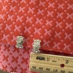 Vintage Crystal Rhinestones Faceted Baguette Sparkling Clip On Earrings Silver Photo 5