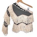 Revolve Noa Sweater in Bone Fringe Off Shoulder XXS Wool Party Photo 3