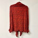 Alice + Olivia  Tammy Mandarin-Collar Button-Down Shirt With Removable Tie Red M Photo 4