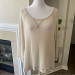 Aerie Beige Lightweight Knit Sweatshirt Pullover Top Size Large Photo 1