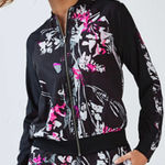 Fabletics  Bev Floral Full Zip Bomber‎ Jacket Athleisure Sporty Photo 0