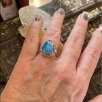 Marine Blue Aura Druzy Solid Sterling Silver Ring 8.5 Blue Photo 3