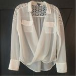 XOXO Women's White Chiffon Embroidered Lace Sheer Top Blouse Size Medium Photo 0