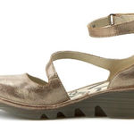 Fly London  Bronze Closed Toe Ankle Strap Comfy Wedge Shoes Photo 0