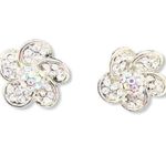 Crystal Cluster Flower Aurora Borealis Center Stud Earrings NOS New Blingy Photo 0